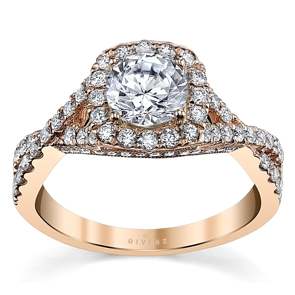 Divine 14k Rose Gold Diamond Engagement Ring Setting 1/2 ct. tw.
