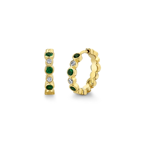 Mark Henry 18k Yellow Gold Emerald and Diamond Earrings 1/10 ct. tw.