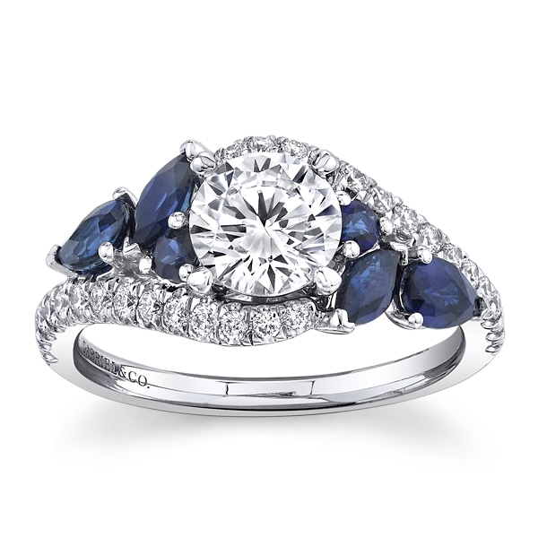 Gabriel & Co. 14k White Gold Blue Sapphire Diamond Engagement Ring Setting 1/3 ct. tw.