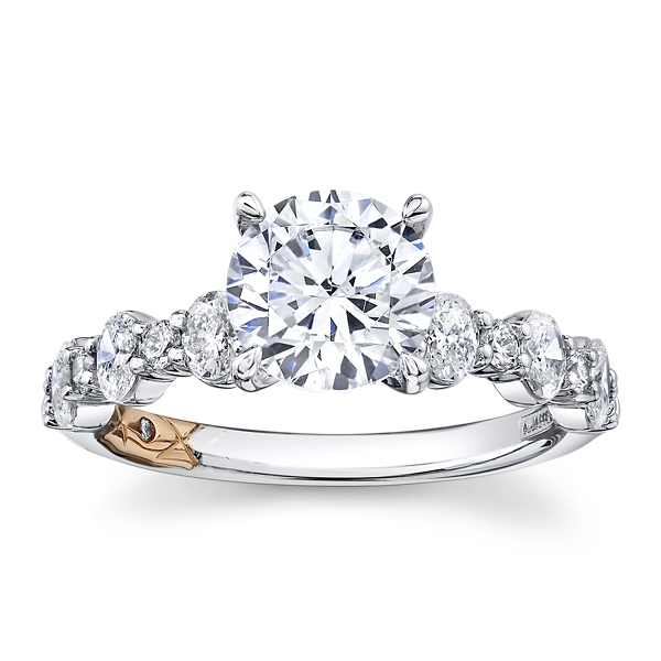 A.Jaffe 14k White Gold and 14k Rose Gold Diamond Engagement Ring Setting 3/4 ct. tw.