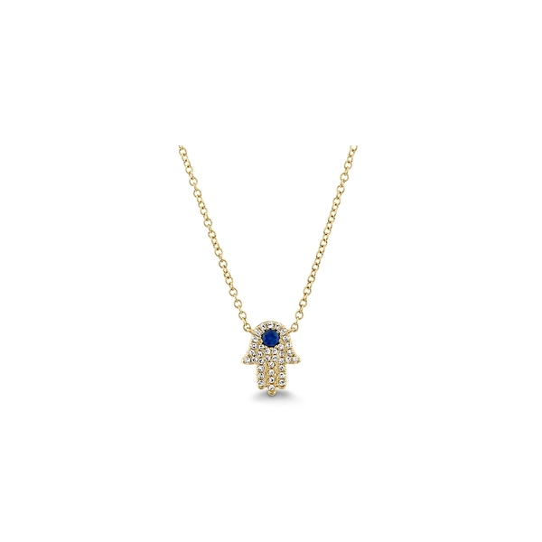 Shy Creation 14k Yellow Gold Blue Sapphire Diamond Necklace 1/10 ct. tw.