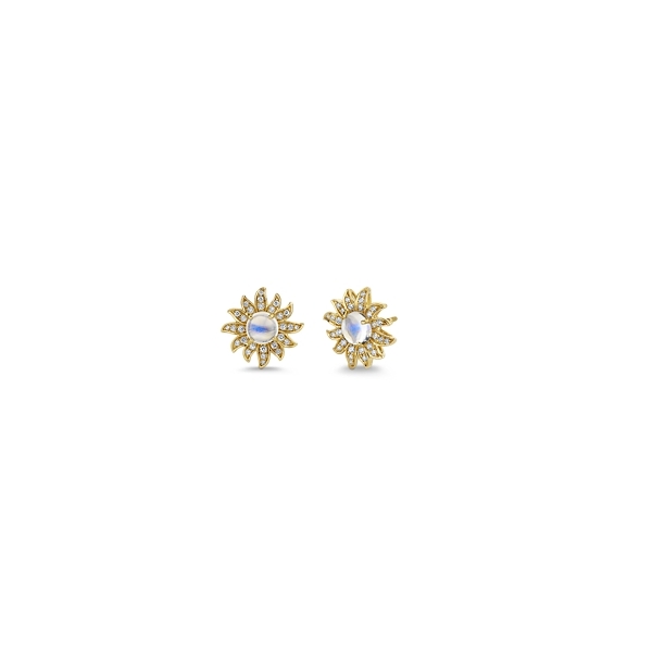 Mark Henry 18k Yellow Gold Solstice Moonstone and Diamond Earrings 3/8 ct. tw.