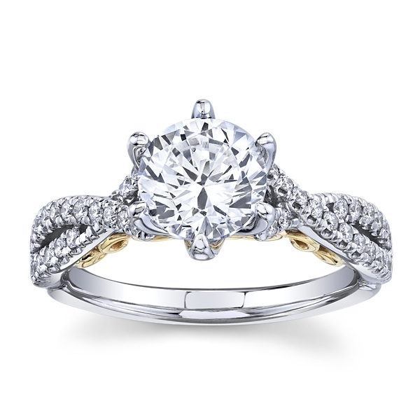 Gabriel & Co. 14k White Gold and 14k Yellow Gold Diamond Engagement Ring Setting 1/3 ct. tw.