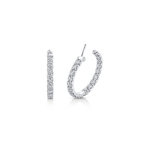Memoire 18k White Gold Diamond Earrings 3 ct. tw.