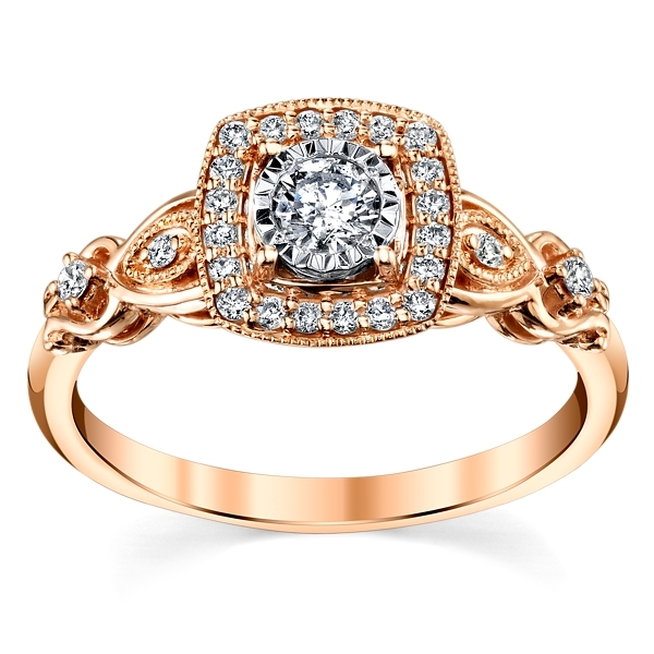 10k Rose Gold and 10k White Gold Diamond Engagement Ring 1/3 ct. tw.