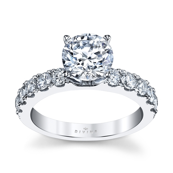 Divine 14k White Gold Diamond Engagement Ring Setting 3/4 ct. tw.