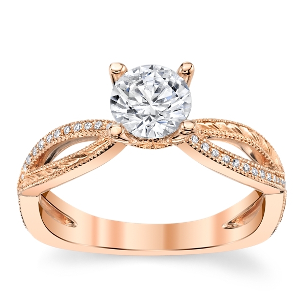 Suns and Roses 14k Rose Gold Diamond Engagement Ring Setting 1/10 ct. tw.