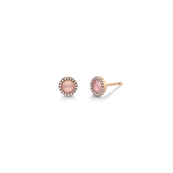 Shy Creation 14k Rose Gold Pink Opal Diamond Earrings .07 ct. tw.