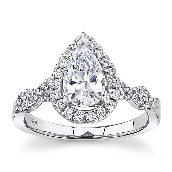 Suns and Roses 14k White Gold Diamond Engagement Ring Setting 1/3 ct. tw.