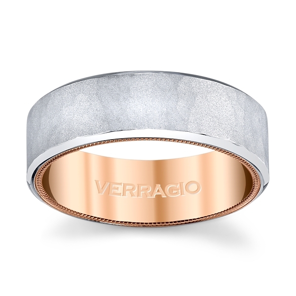 Verragio 14k White Gold and 14k Rose Gold 7 mm Wedding Band