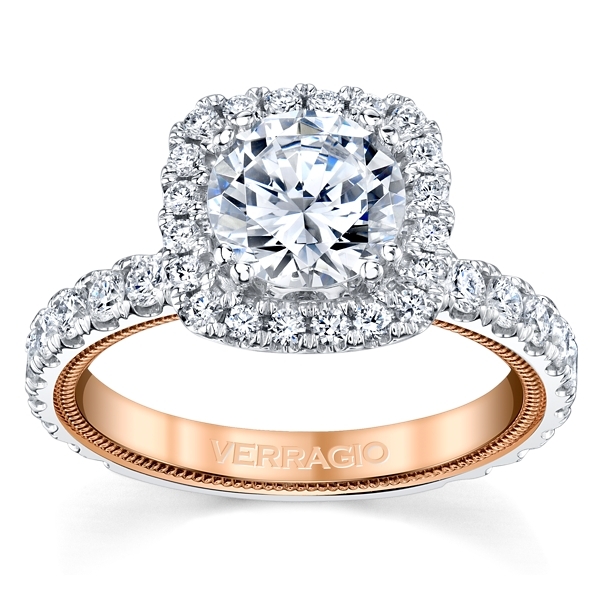 Verragio 14k White Gold and 14k Rose Gold Diamond Engagement Ring Setting 1 ct. tw.