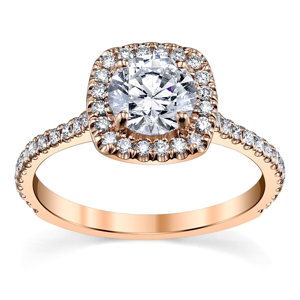 Suns and Roses 14k Rose Gold Diamond Engagement Ring Setting 1/3 ct. tw.