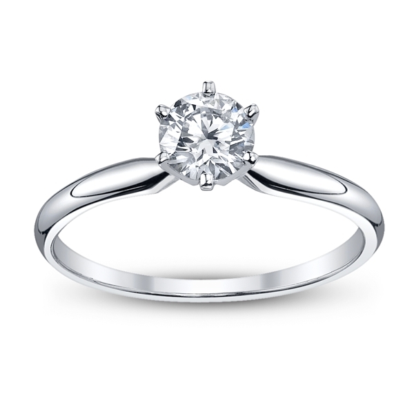 14k White Gold Round 3/4 ct. tw. Solitaire Diamond Engagement Ring