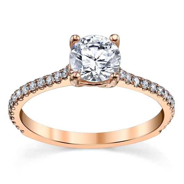 Suns and Roses 14k Rose Gold Diamond Engagement Ring Setting 1/5 ct. tw.