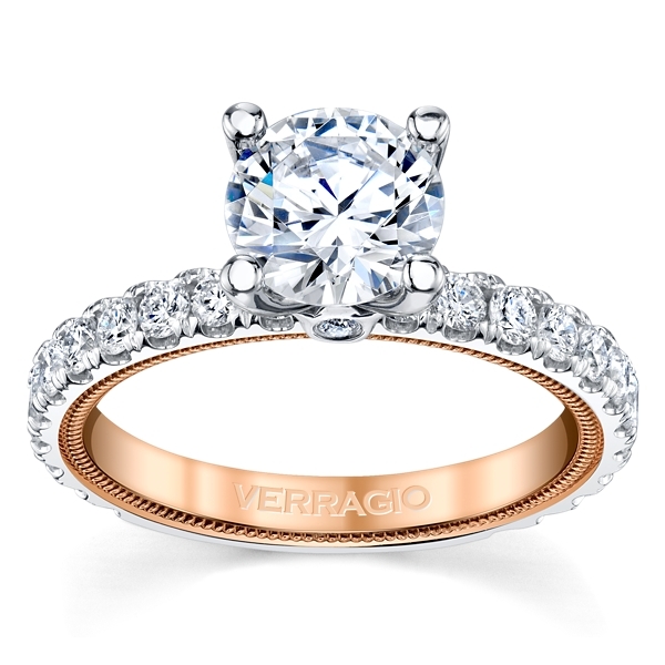 Verragio 14k White Gold and 14k Rose Gold Diamond Engagement Ring Setting 3/4 ct. tw.