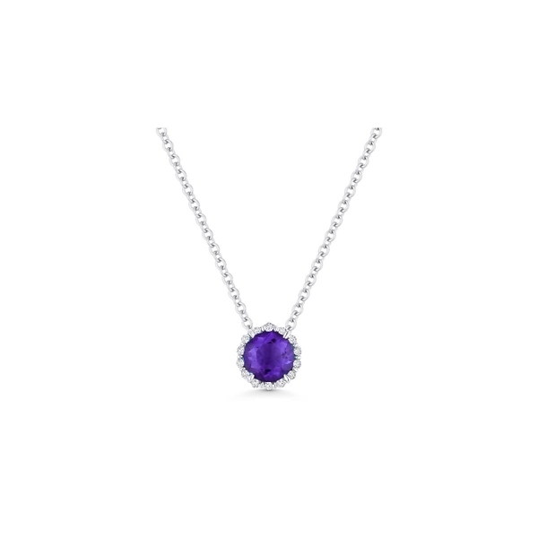 14k White Gold Genuine Amethyst and Diamond Necklace .04 ct. tw.