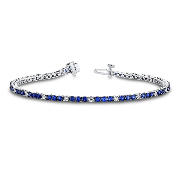 Mark Henry 18k White Gold Blue Sapphire and Diamond Bracelet 1/2 ct. tw.