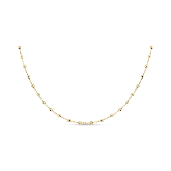 14k Yellow Gold 18" Cable Chain w/ Disco Beads Necklace