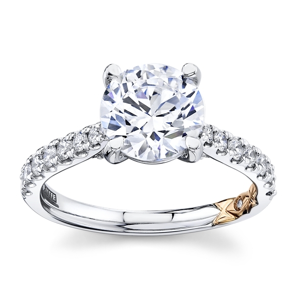 A.Jaffe 14k White Gold and 14k Rose Gold Diamond Engagement Ring Setting 3/8 ct. tw.