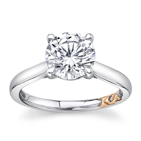 A.Jaffe 14k White Gold and 14k Rose Gold Diamond Engagement Ring Setting .08 ct. tw.