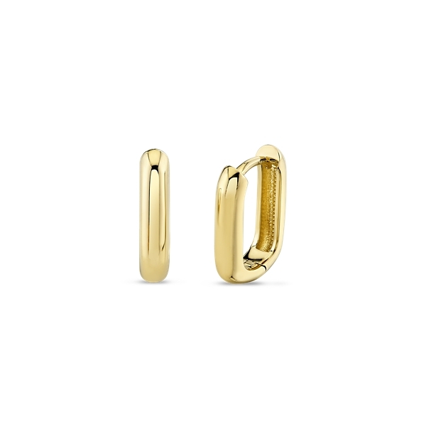 14k Yellow Gold Oblong Hoop Earrings