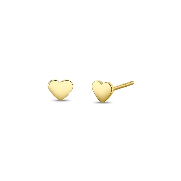 14k Yellow Gold Heart Stud Earrings
