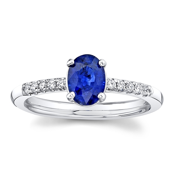 Mark Henry 18k White Gold Blue Sapphire and Diamond Fashion Ring 1/10 ct. tw.