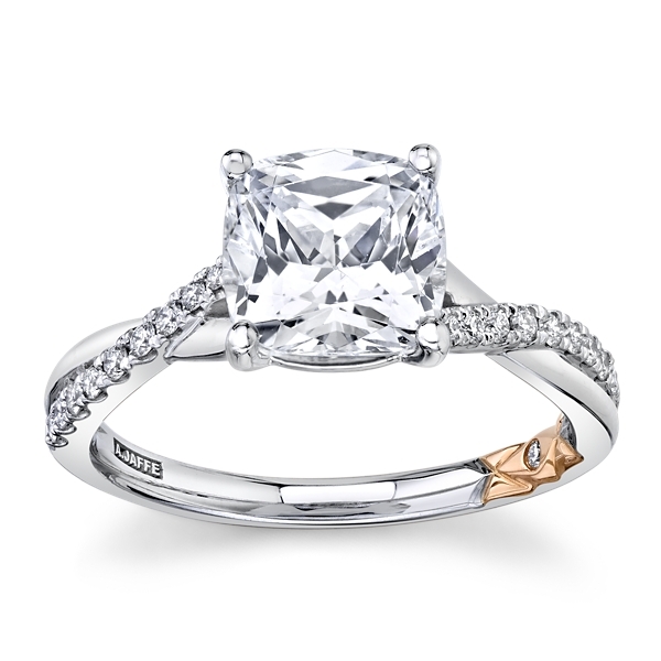 A.Jaffe 14k White Gold and 14k Rose Gold Diamond Engagement Ring Setting 1/6 ct. tw.