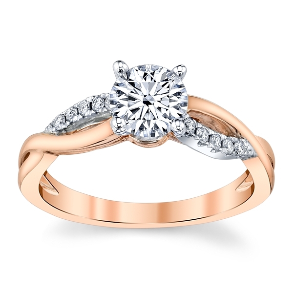 RB Signature 14k Rose and 14k White Gold Diamond Engagement Ring Setting 1/10 ct. tw.