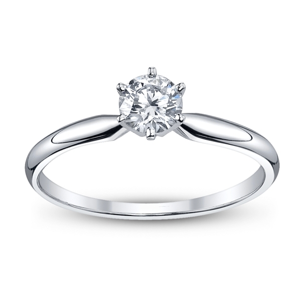 14k White Gold Round 1/2 ct. tw. Solitaire Diamond Engagement Ring