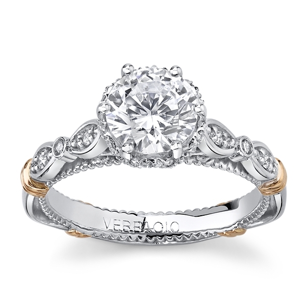 Verragio 14k White Gold & 14k Rose Gold Diamond Engagement Ring Setting 1/5 ct. tw.
