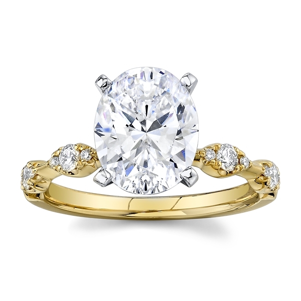 Divine 14k Yellow Gold and 14k White Gold Diamond Engagement Ring Setting 1/5 ct. tw.
