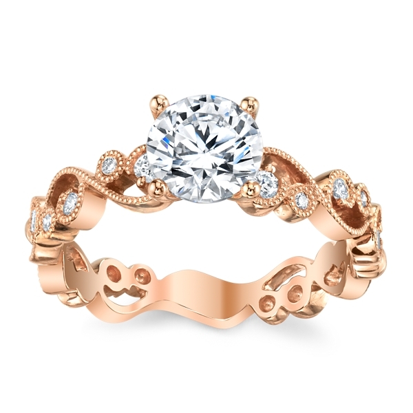 Kirk Kara 18k Rose Gold Diamond Engagement Ring Setting 1/8 ct. tw.