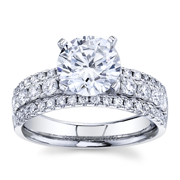 14k White Gold Diamond Engagement Ring Setting 3/4 ct. tw.