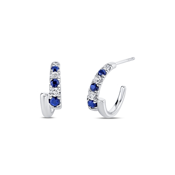 Mark Henry 18k White Gold Blue Sapphire and Diamond Earrings 1/3 ct. tw.