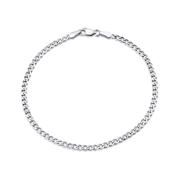 14k White Gold 7.25" Curb Chain Bracelet