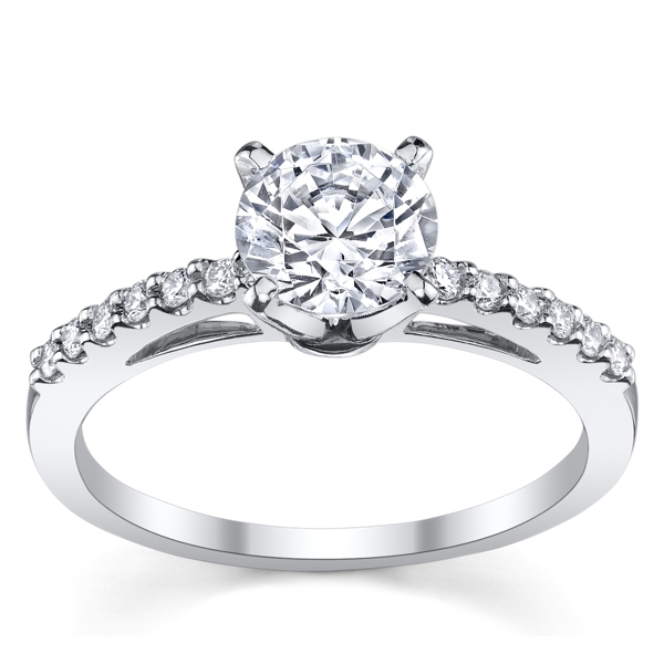 14k White Gold Diamond Engagement Ring Setting 1/8 ct. tw.