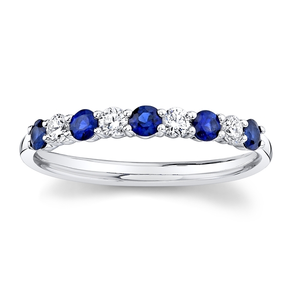 Mark Henry 18k White Gold Blue Sapphire and Diamond Fashion Ring 1/5 ct. tw.