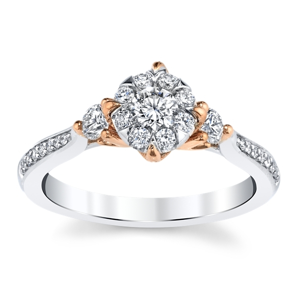 Cherish 14k White Gold and 14k Rose Gold Diamond Engagement Ring 1/2 ct. tw.