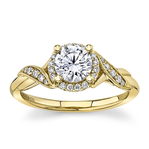 Gabriel & Co. 14k Yellow Gold Diamond Engagement Ring Setting 1/8 ct. tw.