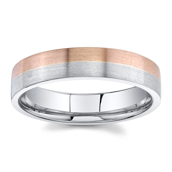 14k White Gold and 14k Rose Gold 5 mm Wedding Band