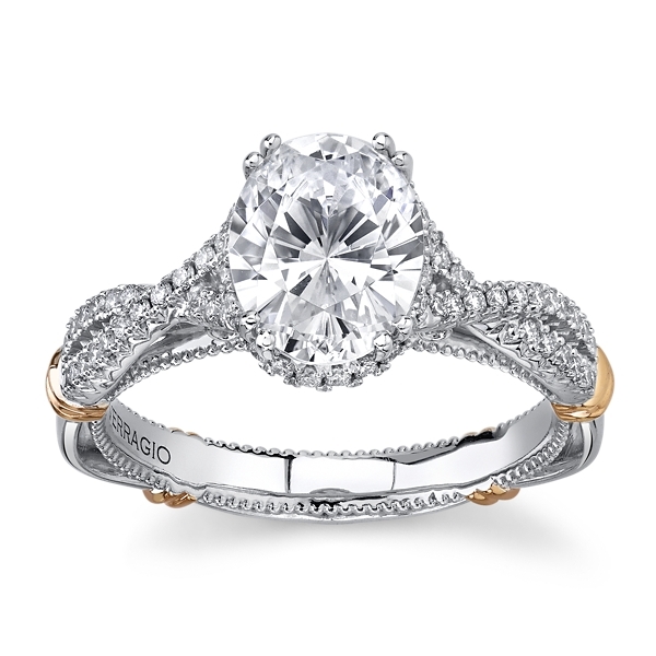 Verragio 14k White Gold & 14k Rose Gold Diamond Engagement Ring Setting 1/4 ct. tw.