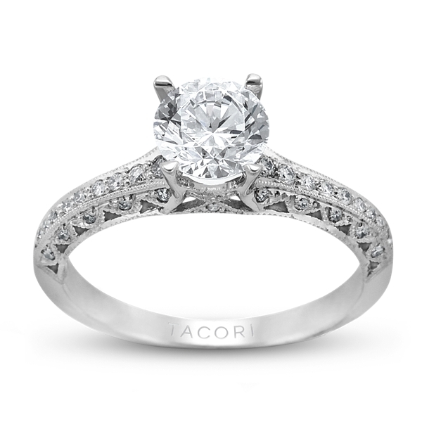 Tacori 18k White Gold Ladies Engagement Ring With Round Diamonds