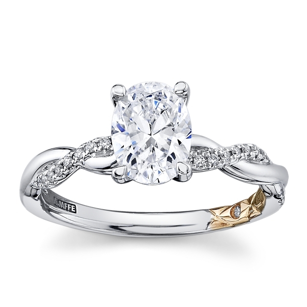 A.Jaffe 14k White Gold and 14k Rose Gold Diamond Engagement Ring Setting 1/10 ct. tw.