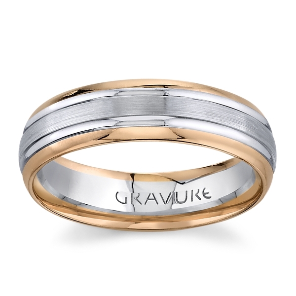 Gravure 14K White and Rose Gold 6mm Comfort Fit Wedding Band