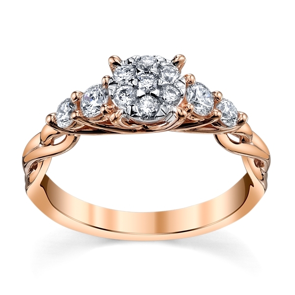 Cherish 14k Rose and 14k White Gold Diamond Engagement Ring 1/2 ct. tw.