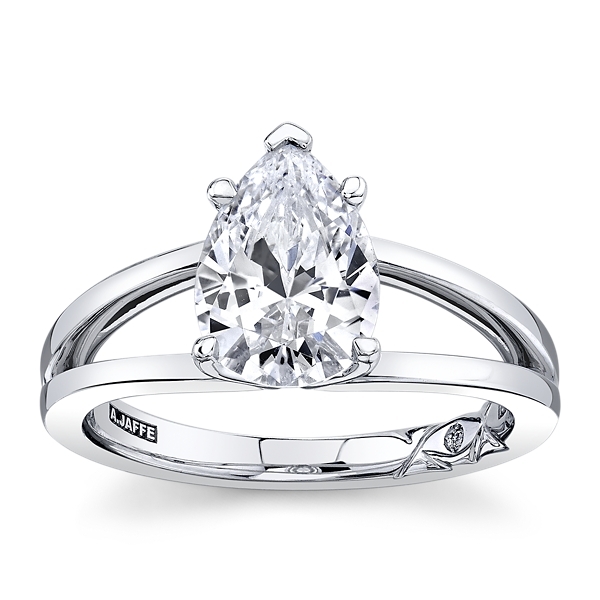 A.Jaffe 14k White Gold Diamond Engagement Ring Setting .01 ct. tw.