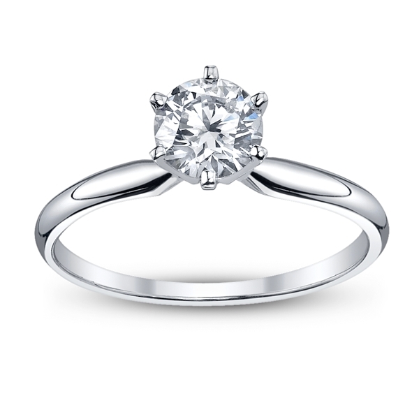14k White Gold Round 1 ct. tw. Solitaire Diamond Engagement Ring