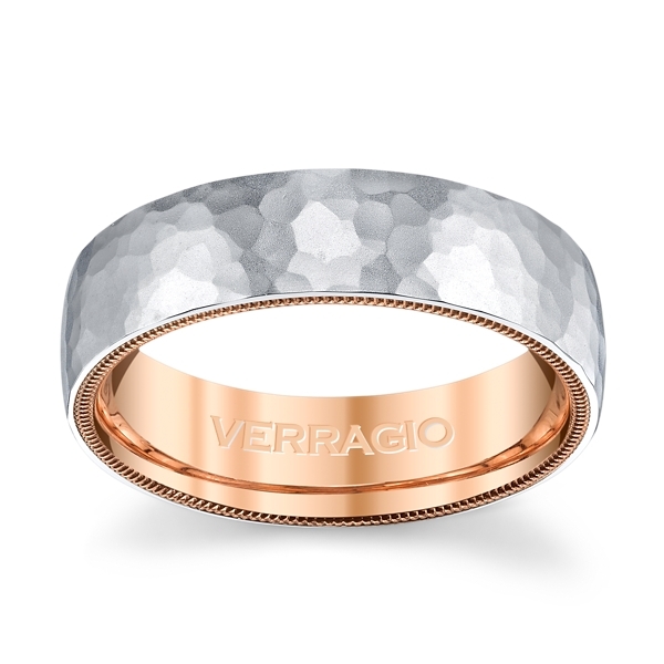 Verragio 14k White Gold and 14k Rose Gold 6 mm Wedding Band