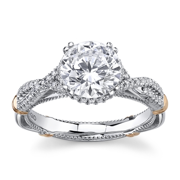 Verragio 14k White Gold & 14k Rose Gold Diamond Engagement Ring Setting 1/4 ct. tw.